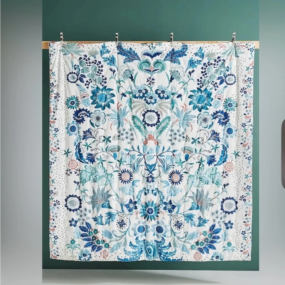 Anthropologie Velvet Hollyhock Full Quilt NWT Plus